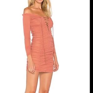 MAJORELLE Pink Ruched Mini Dress